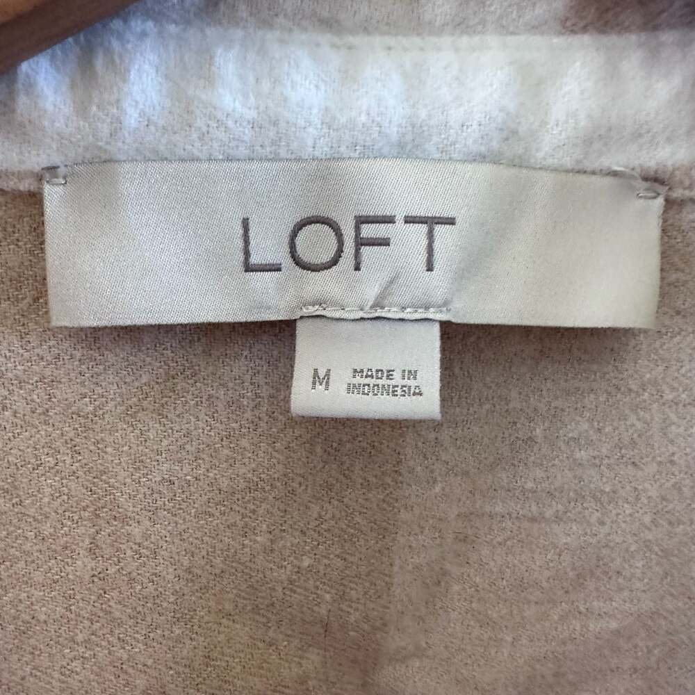 LOFT Tan and White Plaid Flannel Button Down Shirt Size M - Picture 4 of 8